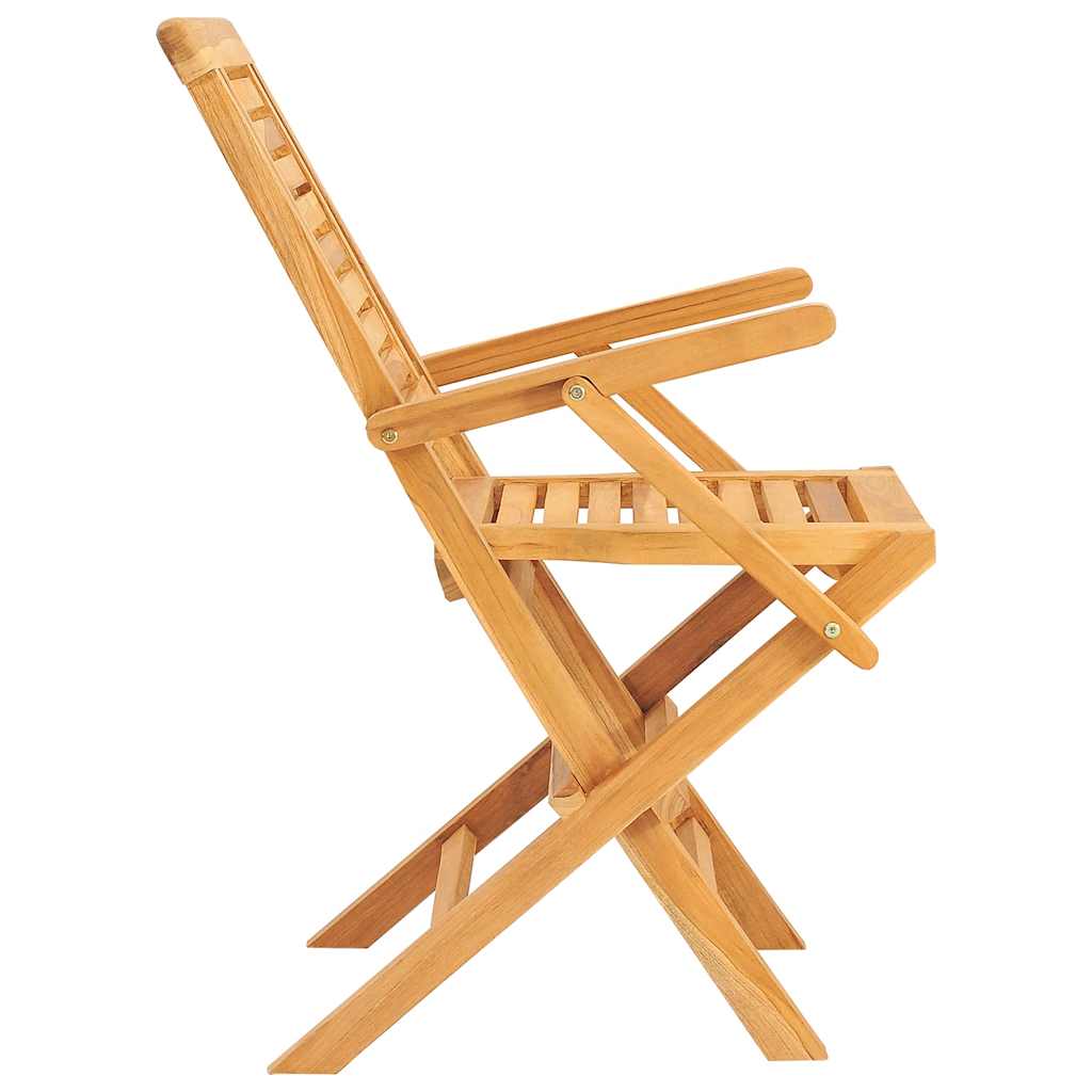 Folding Garden Chair | Set of 4 | Natural Teak | Solid Teak Wood