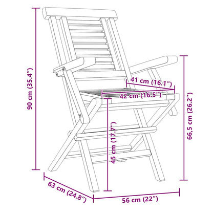Folding Garden Chair | Set of 4 | Natural Teak | Solid Teak Wood