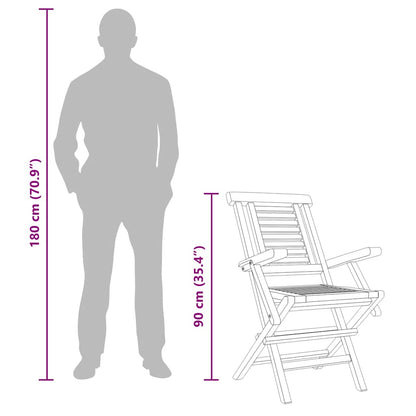 Folding Garden Chair | Set of 4 | Natural Teak | Solid Teak Wood