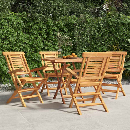 Folding Garden Chair | Set of 4 | Natural Teak | Solid Teak Wood