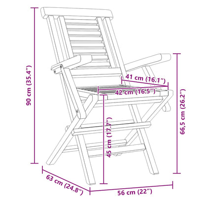Folding Garden Chair | Set of 6 | Teak | Solid teak wood | Standard