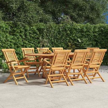 Folding Garden Chair | Set of 8 | Natural Teak | Solid Teak Wood | Medium