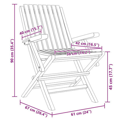 Folding Garden Chair | Set of 4 | Natural Teak | Solid Teak Wood