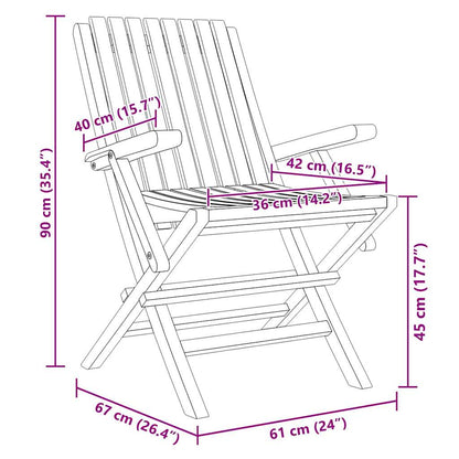 Folding Garden Chair | Set of 6 | Teak | Solid teak wood | Medium