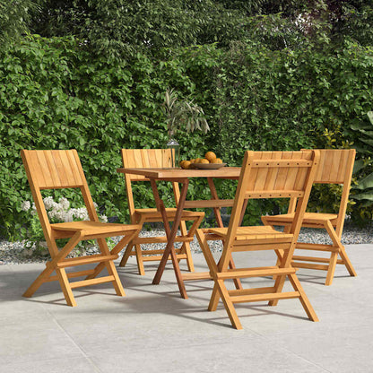 Folding Garden Chair | Set of 4 | Natural Teak | Solid Teak Wood | Medium
