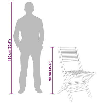 Folding Garden Chair | Set of 4 | Teak Brown | Solid Teak Wood | Standard