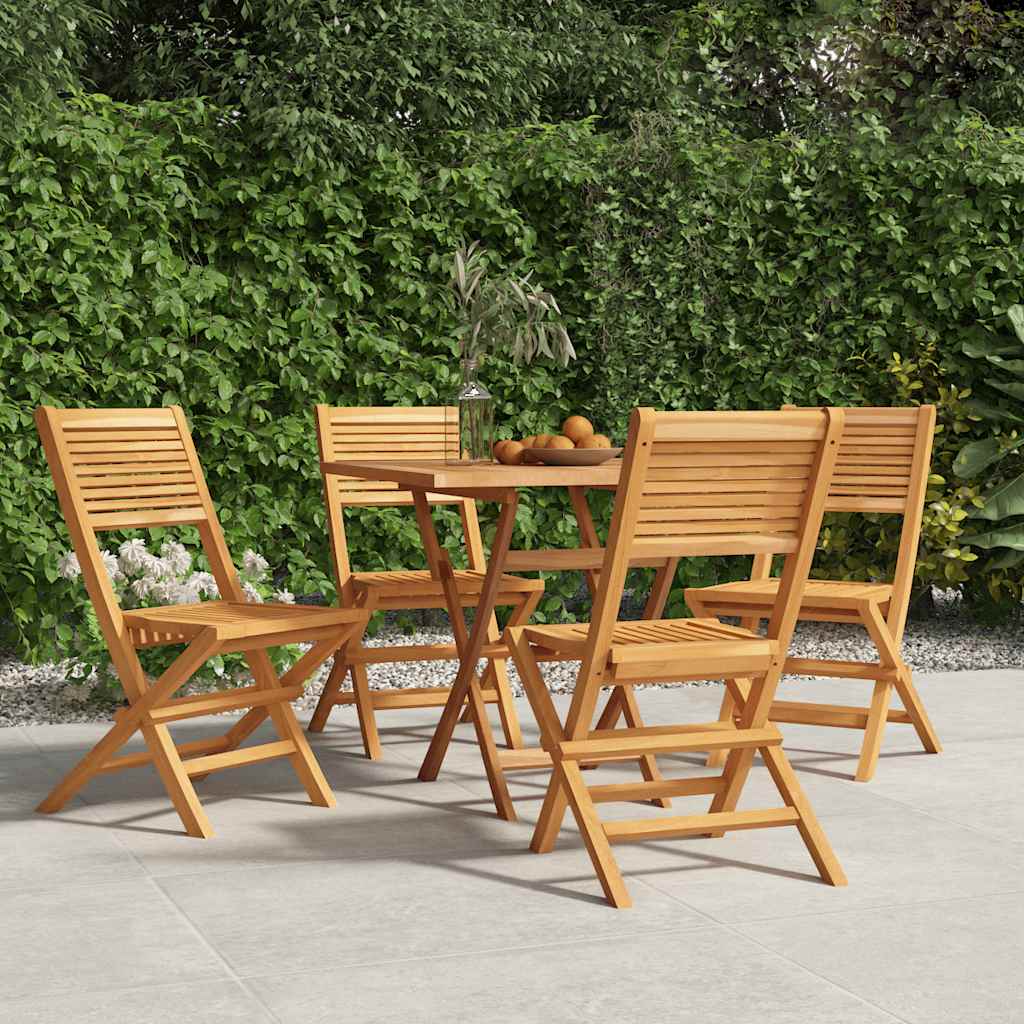 Folding Garden Chair | Set of 4 | Teak Brown | Solid Teak Wood | Standard