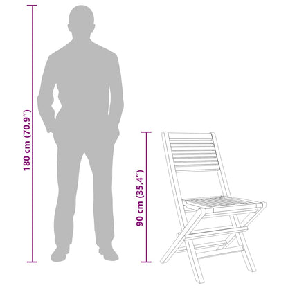 Folding Garden Chair | Set of 8 | Natural Teak | Solid Teak Wood