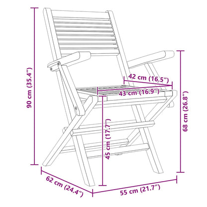 Folding Chairs 8 pcs 55x62x90 cm Solid Wood Teak