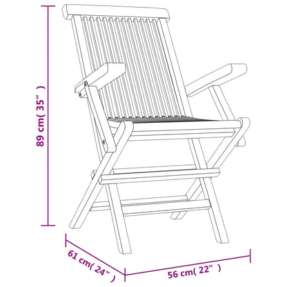 Folding Garden Chair | Set of 4 | Grey | Solid teak wood | Standard