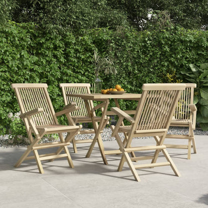 Folding Garden Chair | Set of 4 | Grey | Solid teak wood | Standard
