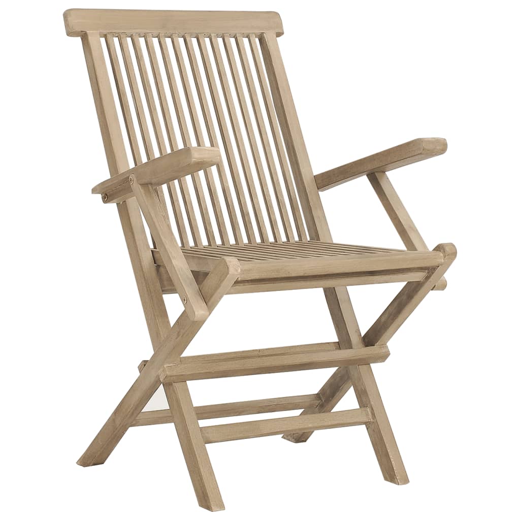 Folding Garden Chair | Set of 6 | Grey | Solid teak wood | Standard