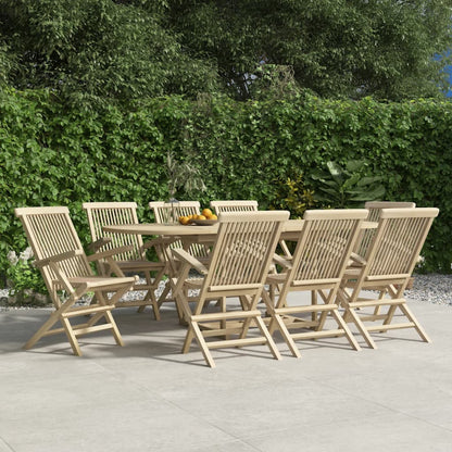 Folding Garden Chair | Set of 8 | Grey | Solid teak wood | Medium