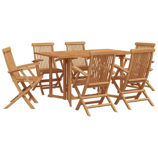 Garden Dining Set 7 pcs Brown Solid Teak Wood