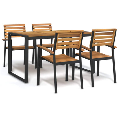 Garden Dining Set | Natural Wood and Black