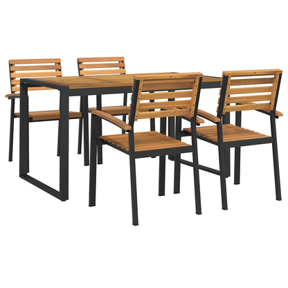 Garden Dining Set | Natural Wood and Black