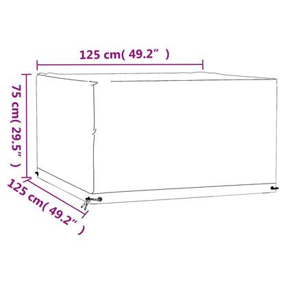 Garden Furniture Covers 2 pcs 8 Eyelets 125x125x75 cm Square