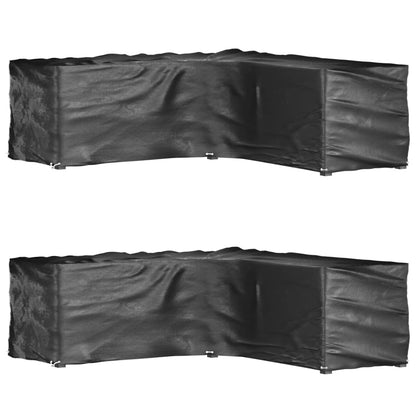 L-Shaped Garden Furniture Covers 2 pcs 16 Eyelets 285x285x90 cm