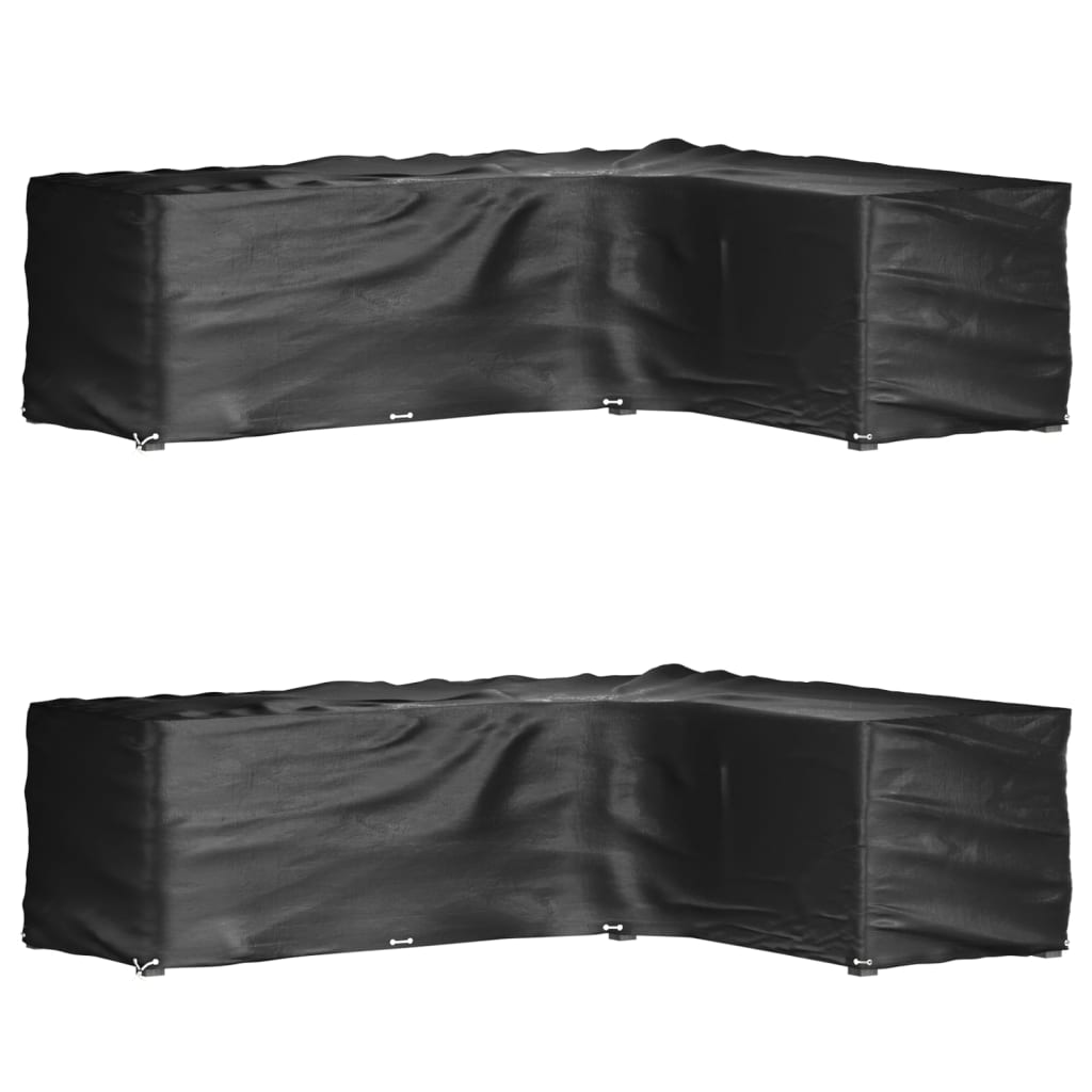 L-Shaped Garden Furniture Covers 2 pcs 16 Eyelets 260x210x80 cm