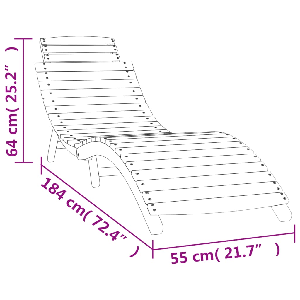 Sun Lounger | Set of 2 | Dark Grey | Solid acacia wood | Regular