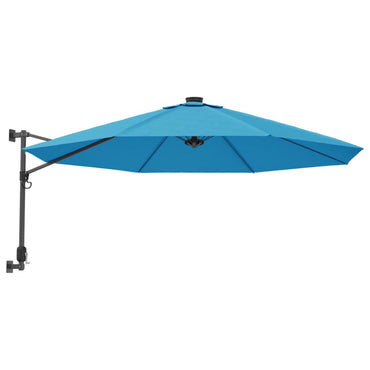 Wall-mounted Parasol with LEDs Sea Blue 290cm