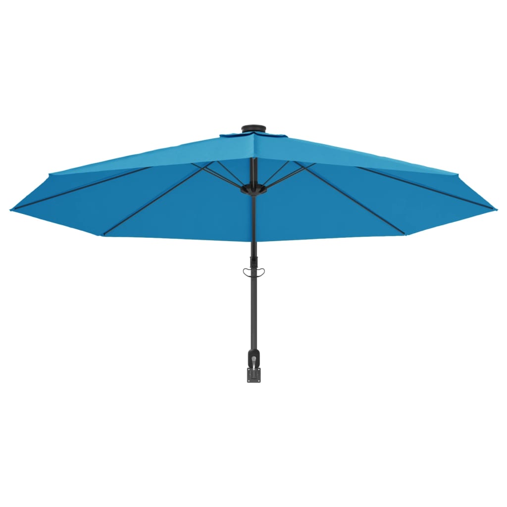 Wall-mounted Parasol with LEDs Sea Blue 290cm