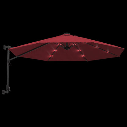 Wall-mounted Parasol with LEDs Bright Red 290cm