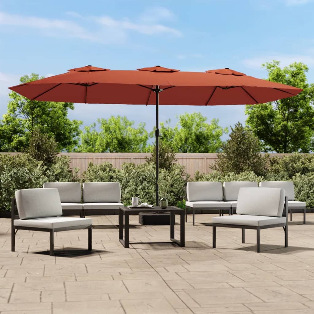 Garden Parasol | Terracotta, Dark Grey | Powder-coated iron, Polyester