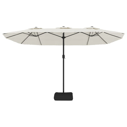 Double-Head Garden Parasol with LEDs Sand White 449x265 cm