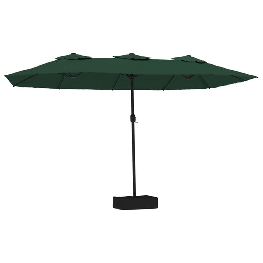 Double-Head Garden Parasol with LEDs Green 449x265 cm