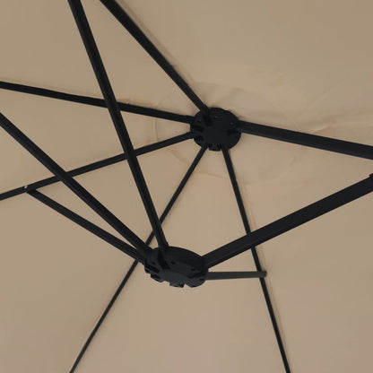 Double-Head Garden Parasol with LEDs Taupe 449x265 cm