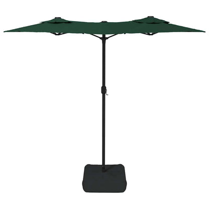 Double-Head Garden Parasol with LEDs Green 316x145 cm