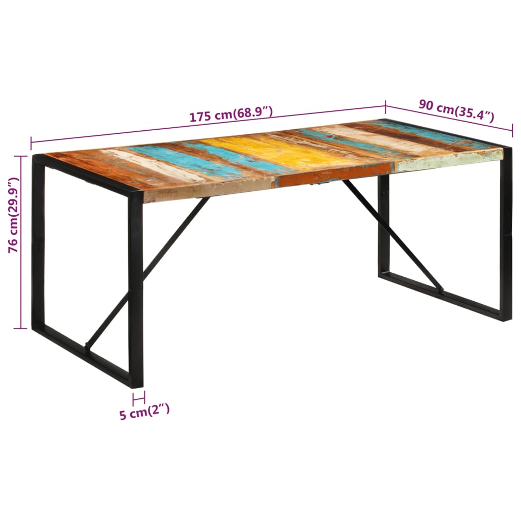 Dining Table 175x90x76 cm Solid Wood Reclaimed