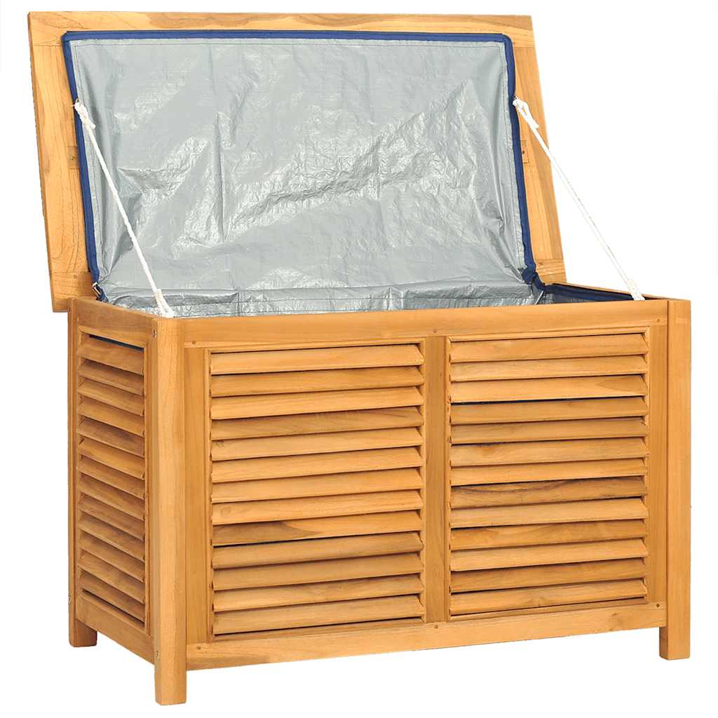 Patio Storage Box with Bag 35.4"x19.7"x22.8" Solid Wood Teak