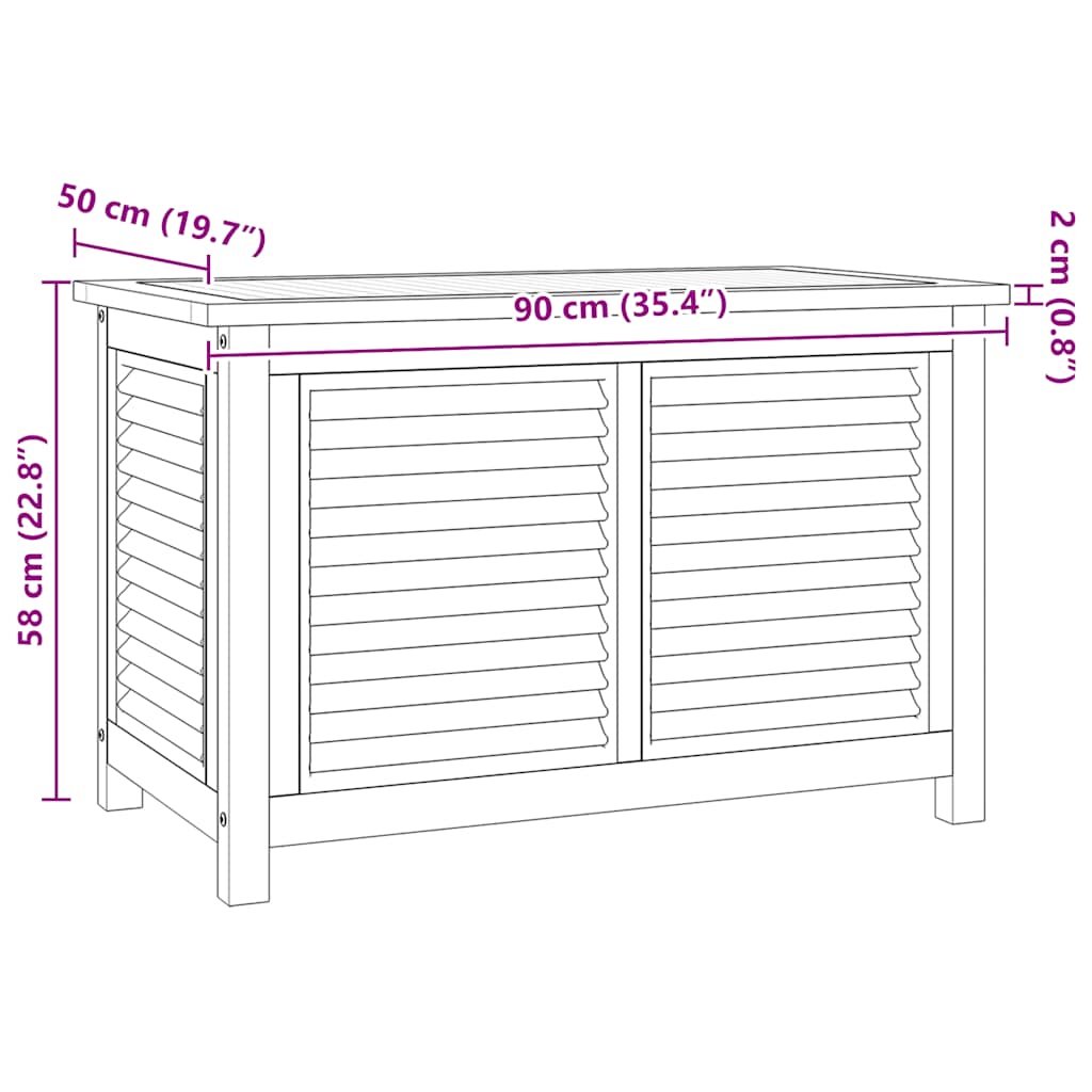 Patio Storage Box with Bag 35.4"x19.7"x22.8" Solid Wood Teak