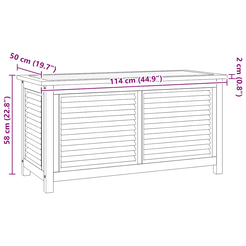 Patio Storage Box with Bag 44.9"x19.7"x22.8" Solid Wood Teak