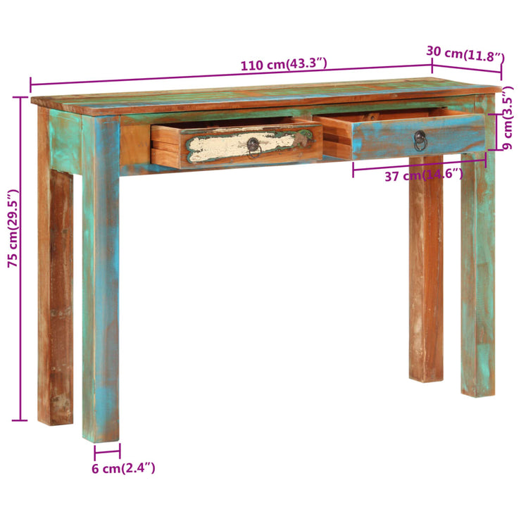 Console Table 43.3"x11.8"x29.5" Solid Wood Reclaimed