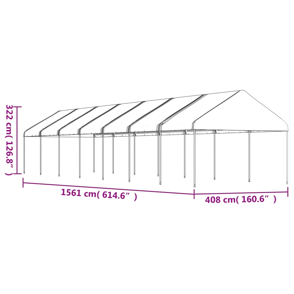 Gazebo With Roof | White | Polyethylene, galvanised steel | Large