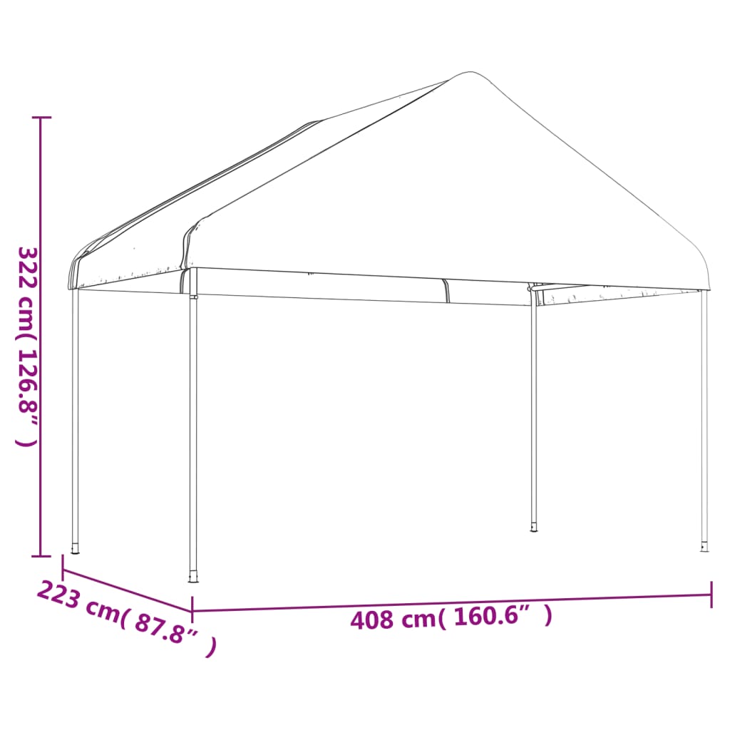Gazebo With Roof | White | Polyethylene, galvanised steel | Large