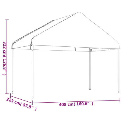 Gazebo With Roof | White | Polyethylene, galvanised steel | Large