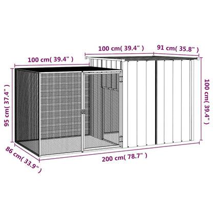 Rabbit Cage Grey Galvanized Steel 78.7 in x 35.8 in x 39.4 in