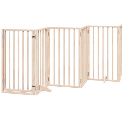 Dog Gate with Door Foldable 12 Panels 600 cm Poplar Wood