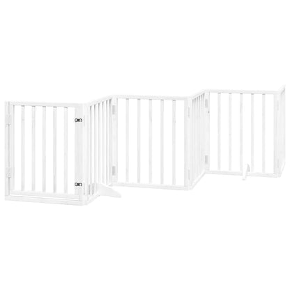 Dog Gate with Door Foldable 15 Panels White 750 cm Poplar Wood