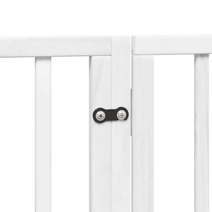 Dog Gate with Door Foldable 9 Panels White 450 cm Poplar Wood