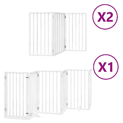 Dog Gate with Door Foldable 12 Panels White 600 cm Poplar Wood