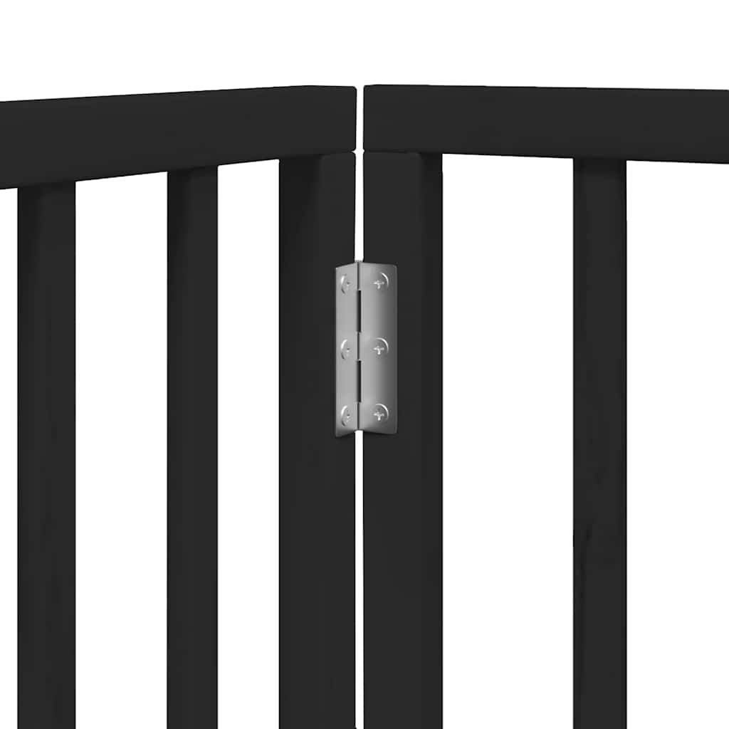 Dog Gate with Door Foldable 12 Panels Black 600 cm Poplar Wood