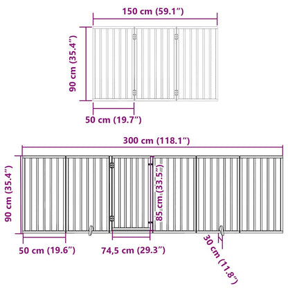 Dog Gate with Door Foldable 15 Panels Black 750 cm Poplar Wood