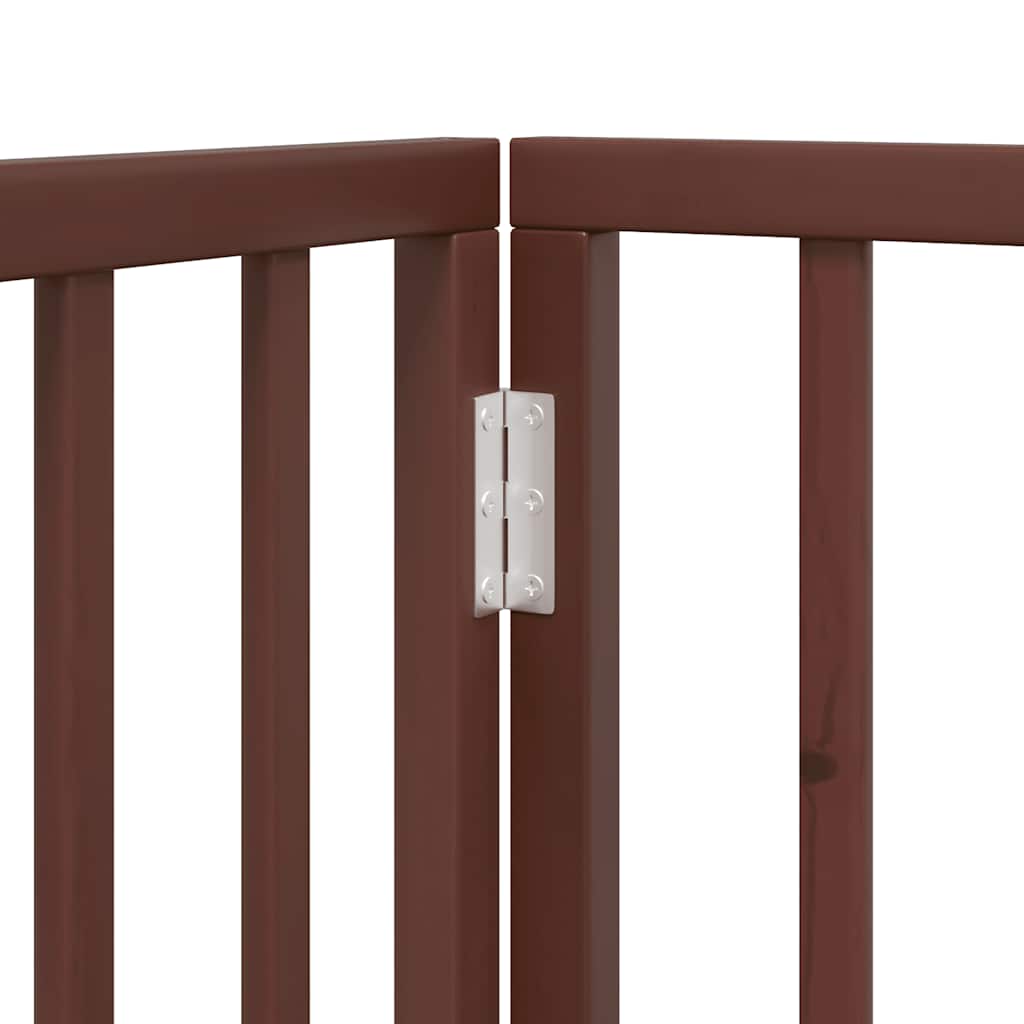 Dog Gate with Door Foldable 9 Panels Brown 450 cm Poplar Wood
