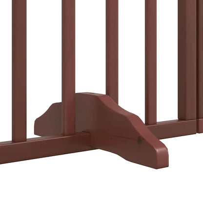 Dog Gate with Door Foldable 12 Panels Brown 600 cm Poplar Wood