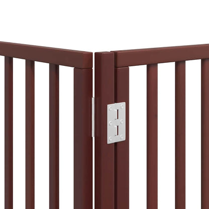 Dog Gate with Door Foldable 9 Panels Brown 450 cm Poplar Wood